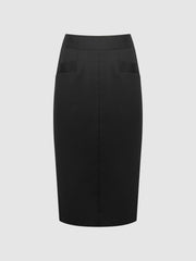 Women Tailored Pencil Skirt in Black