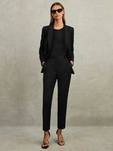 Women Wool Blend Tapered Suit Trousers in Black