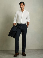 Men Linen Button-Through Shirt in White