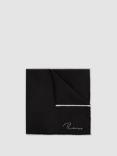 Men Plain Silk Pocket Square in Black