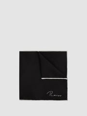Men Plain Silk Pocket Square in Black