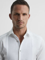 Men Slim Fit Dinner Shirt in White