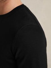 Men Merino Wool Crew Neck Jumper in Black