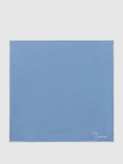 Men Plain Silk Pocket Square in Airforce Blue