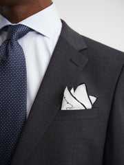 Men Plain Silk Pocket Square in White