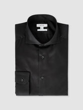 Men Slim Fit Cotton-Twill Two-Fold Shirt Slim-Fit in Black