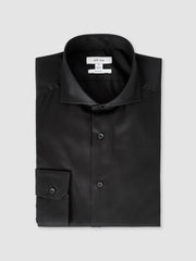 Men Slim Fit Cotton-Twill Two-Fold Shirt Slim-Fit in Black