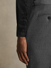 Men Slim Fit Cotton-Twill Two-Fold Shirt Slim-Fit in Black