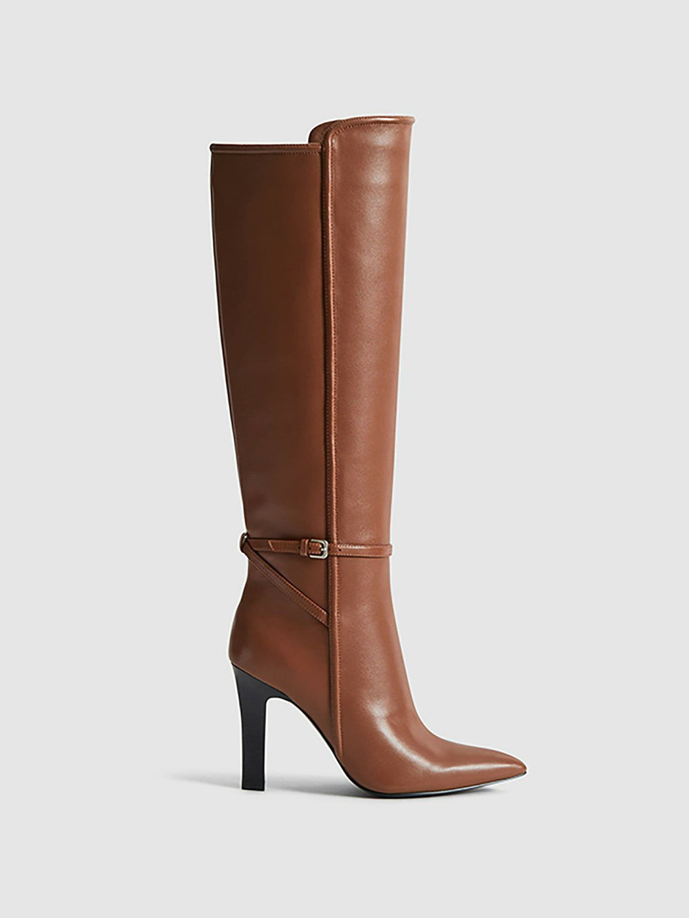 Women Leather Knee High Boots in Tan