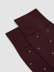 Men Polka Dot Socks in Bordeaux
