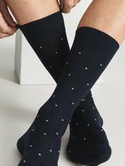 Men Polka Dot Socks in Navy