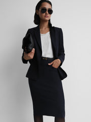 Women Petite Tailored Pencil Skirt in Navy