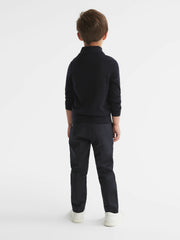Children & Baby 9-14 yrs Merino Wool Zip-Neck Jumper in Navy