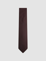 Men Textured Silk Blend Tie in Burgundy