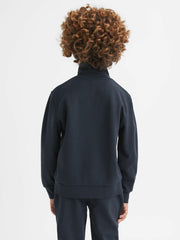 Children & Baby 3-9 yrs Slim Fit Half-Zip Funnel Neck Velour Sweatshirt in Navy