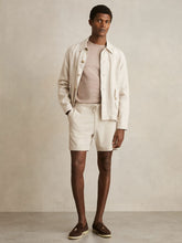 Men Textured Drawstring Shorts in Stone