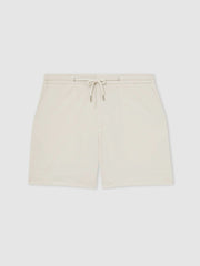 Men Textured Drawstring Shorts in Stone