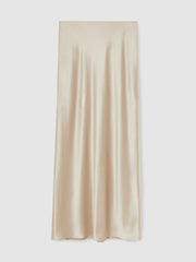 Women Silk Slip Maxi Skirt in Champagne Neutral