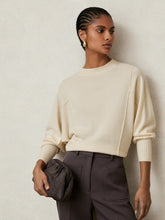 Women Wool-Blend Reverse-Seam Batwing Jumper With Cashmere in Cream