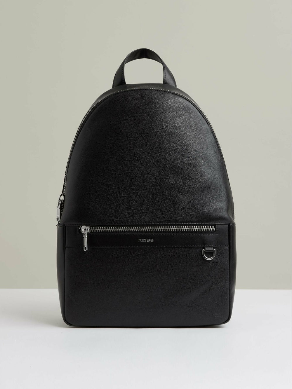 Men Micro-Grain Leather Backpack in Black