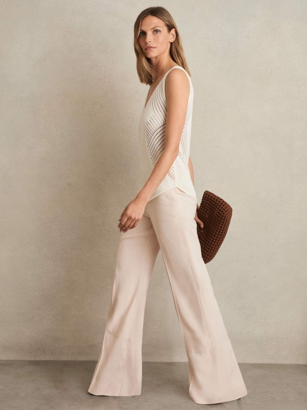Women Wide-Leg Suit Trousers in Pink