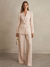 Women Petite Wide-Leg Suit Trousers in Pink