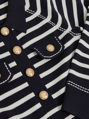 Children & Baby 9-13 yrs Button-Detail Stripe Knitted Dress in Navy/White