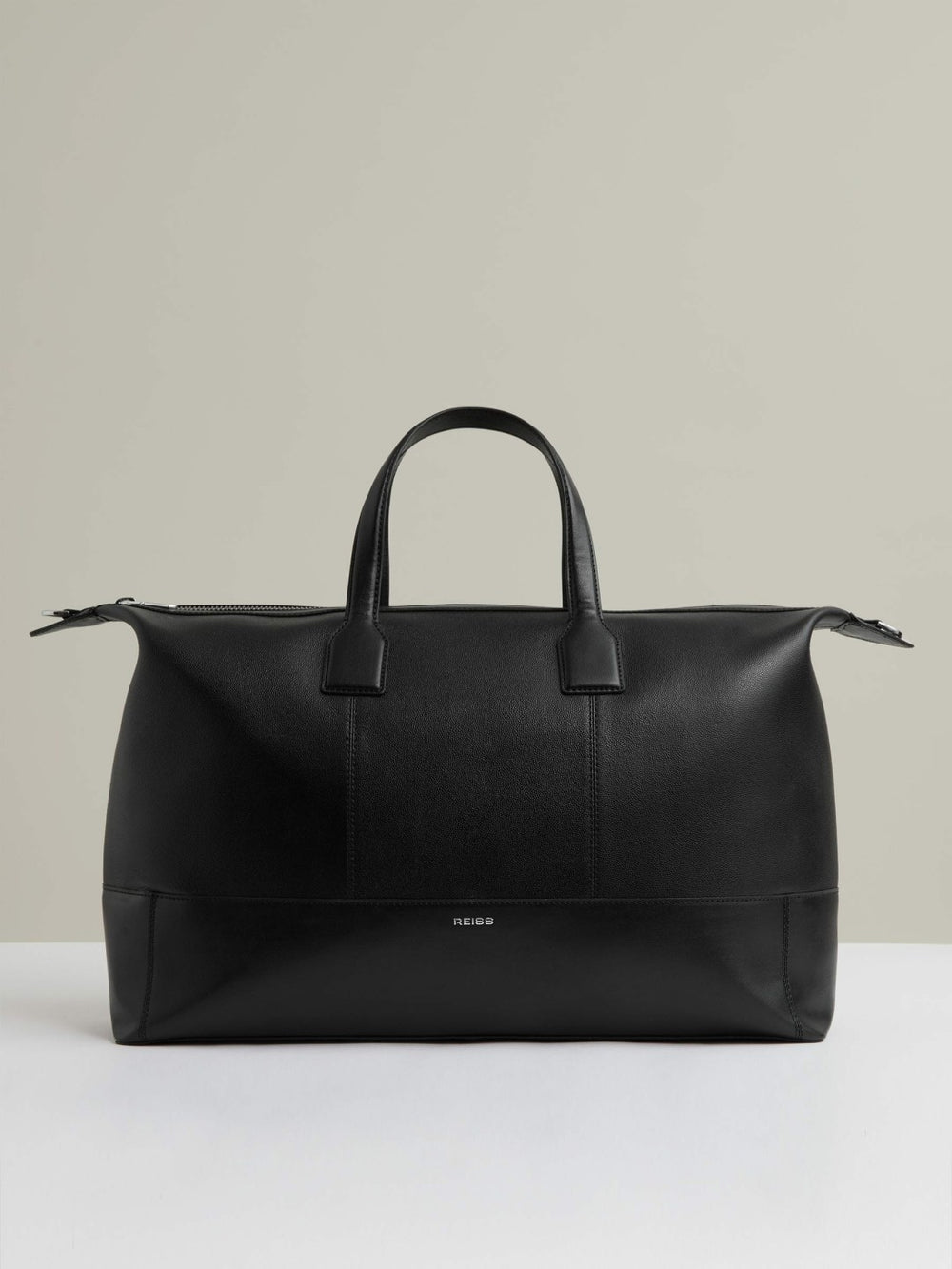 Men Micro-Grain Leather Holdall in Black