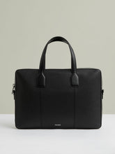 Men Micro-Grain Leather Briefcase in Black