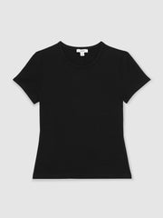 Women Stretch-Cotton Crew-Neck T-Shirt in Black