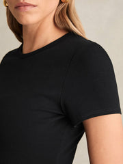 Women Stretch-Cotton Crew-Neck T-Shirt in Black