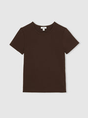 Women Stretch-Cotton Crew-Neck T-Shirt in Chocolate Brown