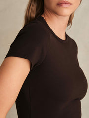 Women Stretch-Cotton Crew-Neck T-Shirt in Chocolate Brown