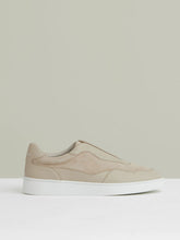 Men Leather Elasticated-Lace Trainers in Ecru