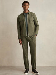 Men Drawstring Technical Cuffed Trousers in Green