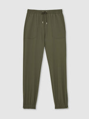 Men Drawstring Technical Cuffed Trousers in Green