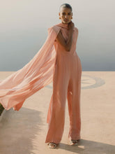 Women Wide-Leg Cape Jumpsuit in Pink