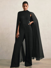 Women Wide-Leg Cape Jumpsuit in Black