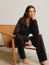 Women Interlock Half Zip Drawstring Hem Sweatshirt in Plum