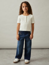 Children & Baby 9-13 yrs Cotton Pointelle Button T-Shirt in Ivory