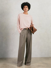 Women Wool-Cashmere Crew-Neck Jumper in Pink