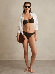 Women High Cut Bikini Bottoms in Chocolate