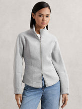 Women Funnel-Neck Zip-Through Sweatshirt in Grey