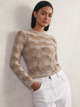Women Cotton Blend Ladder Knit Top in Taupe Neutral