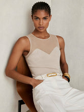 Women Mesh Rib-Knit Sweetheart Vest in Pink Neutral