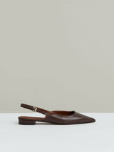 Women Leather Slingback Ballerina Pumps in Chocolate