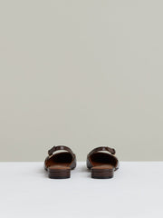 Women Leather Slingback Ballerina Pumps in Chocolate