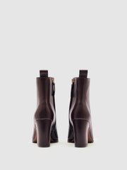Women Leather Blocked Heel Ankle Boots in Oxblood