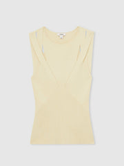 Women Cut-Out Rib-Knit Vest in Cream