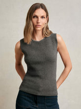 Women Wool-Blend Necklace-Trim Knitted Vest in Charcoal Grey